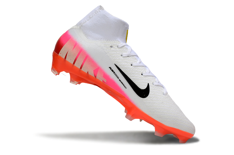 Chuteira Nike Air Zoom Mercurial Superfly 10 Elite FG - Branca, Rosa e Laranja