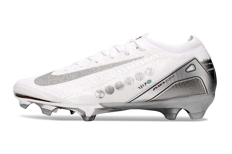 Chuteira Nike Air Zoom Mercurial Vapor 16 Elite FG - Branca e Prata