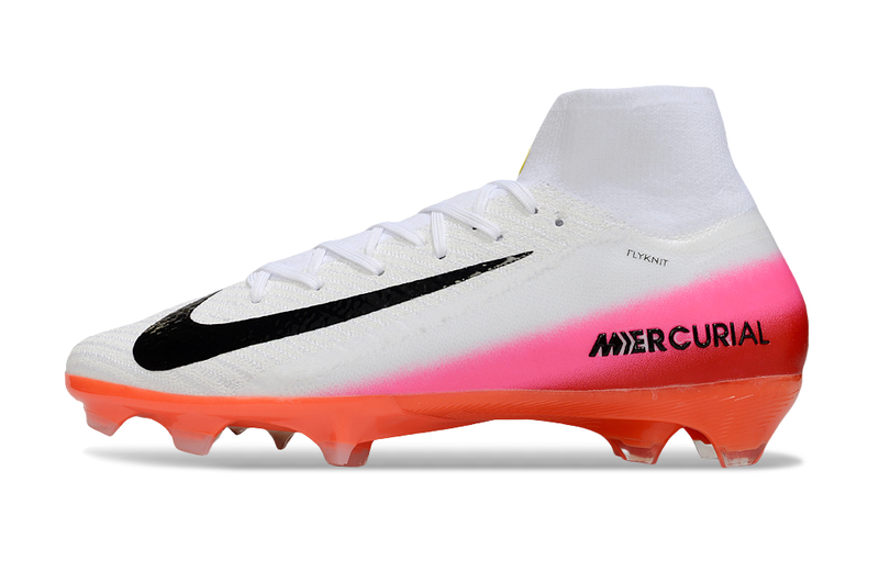 Chuteira Nike Air Zoom Mercurial Superfly 10 Elite FG - Branca, Rosa e Laranja