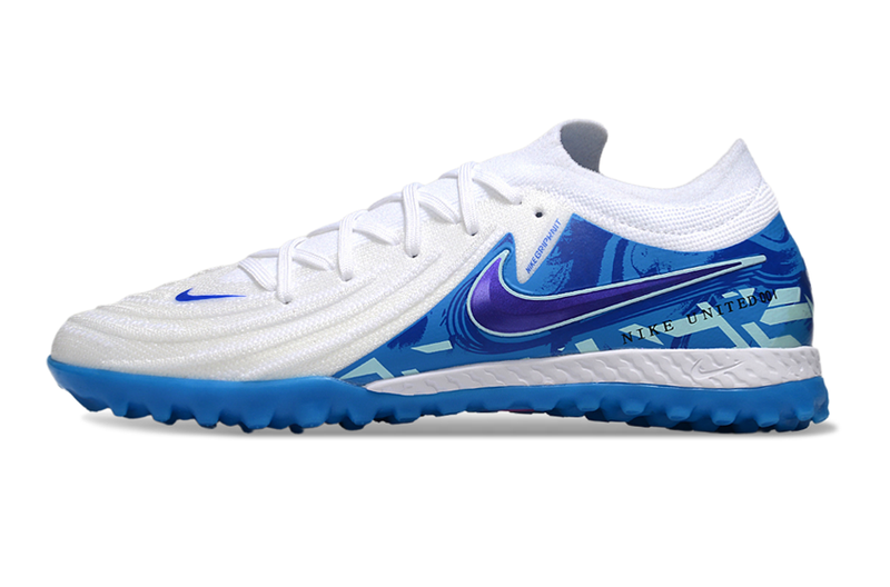 Chuteira Society Nike Phantom GX II TF - Branca e Azul