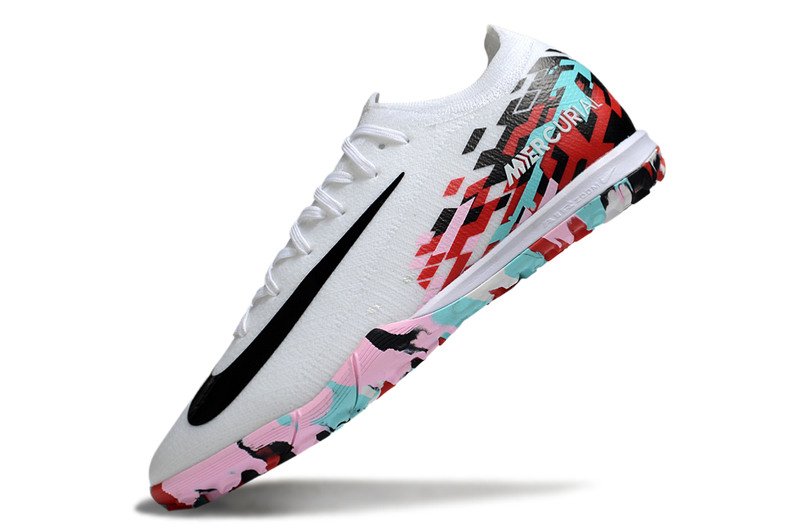 Chuteira Society Nike Air Zoom Mercurial Vapor 16 Elite TF - Branca, Vermelha e Preta