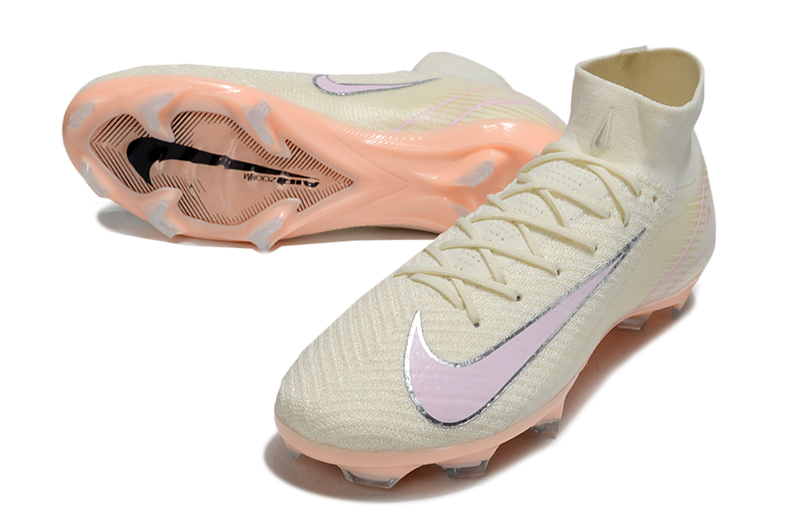 Chuteira Nike Air Zoom Mercurial Superfly 10 Elite FG - Branca e Salmão