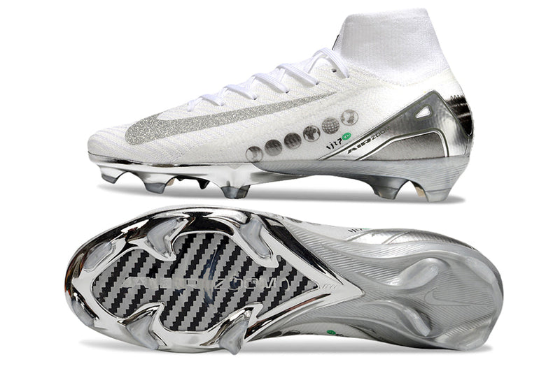 Chuteira Nike Air Zoom Mercurial Superfly 10 Elite FG - Branca e Prata
