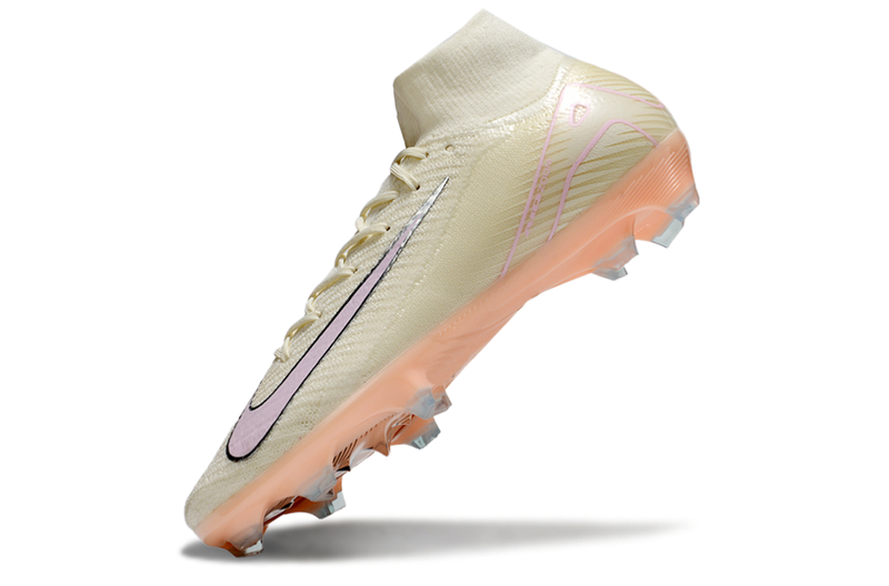 Chuteira Nike Air Zoom Mercurial Superfly 10 Elite FG - Branca e Salmão