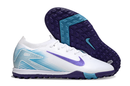 Chuteira Society Nike Air Zoom Mercurial Vapor 16 Elite TF - Branca, Azul e Roxa
