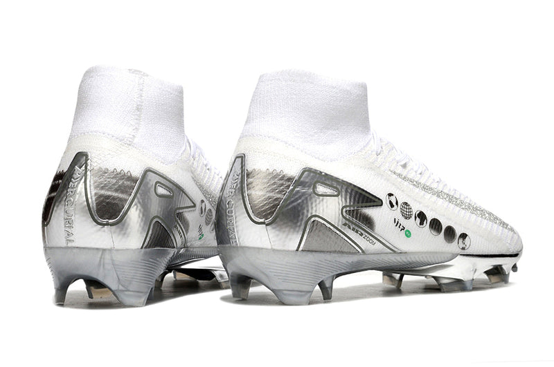 Chuteira Nike Air Zoom Mercurial Superfly 10 Elite FG - Branca e Prata