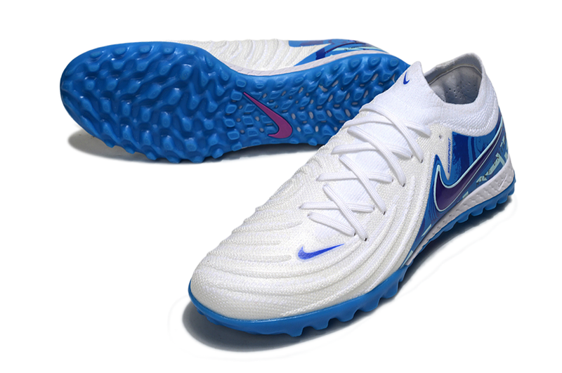 Chuteira Society Nike Phantom GX II TF - Branca e Azul