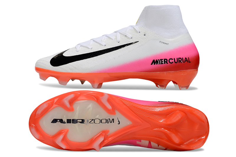Chuteira Nike Air Zoom Mercurial Superfly 10 Elite FG - Branca, Rosa e Laranja