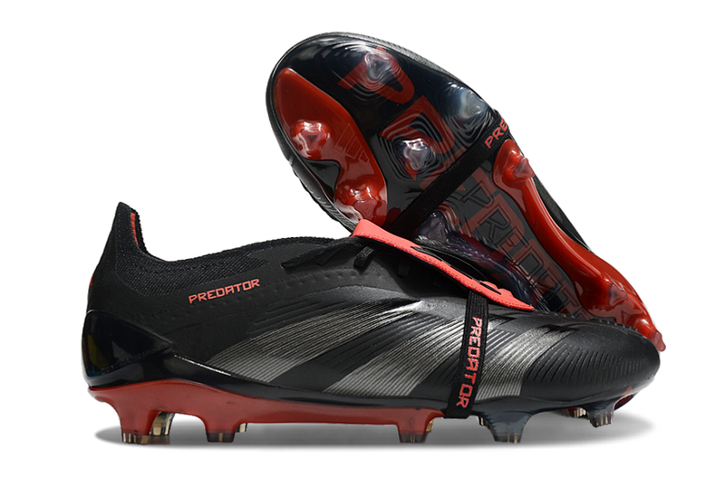 Chuteira Adidas Predator Elite Tongue FG - Preta e Vermelha