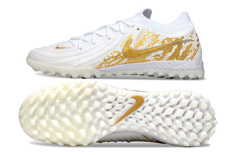 Chuteira Society Nike Phantom GX II TF - Branca e Dourada